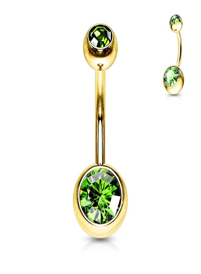 FIFTH CUE Double Press Fit Jeweled Gold IP over 316L surgical Steel Belly Button Rings (GREEN) - Image 5